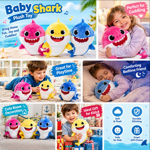 Baby shark large plush inch - shark, 10